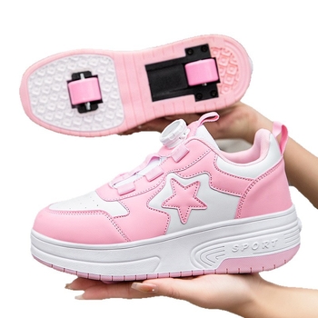 Heelys παπούτσια με ρόδες — μοτίβο αστέρων, περιστρεφόμενες αγκράφες, Unisex; PU τροχοί, μονή σειρά, μοντέλο 2323