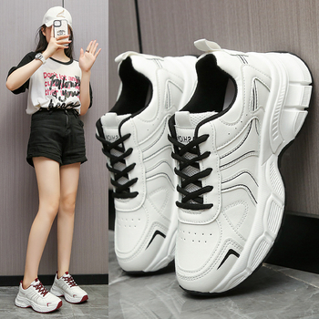 Női dad shoes sportcipő, vastag platformtalp, magas szárú PU felsőrész, fűzőzárás, lélegző mesh belső, EVA talp
