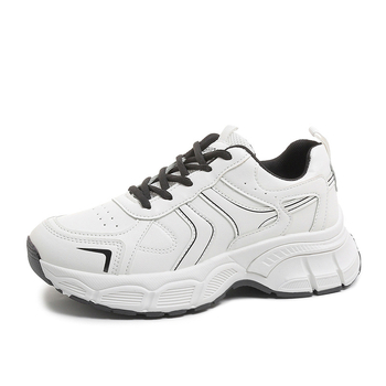 Γυναικείες παπούτσια τύπου dad shoes με φαρδύ πάτο, PU επάνω, ψηλό άνω μέρος, κορδώνια, διαπνοή με mesh εσωτερικό και EVA πάτος