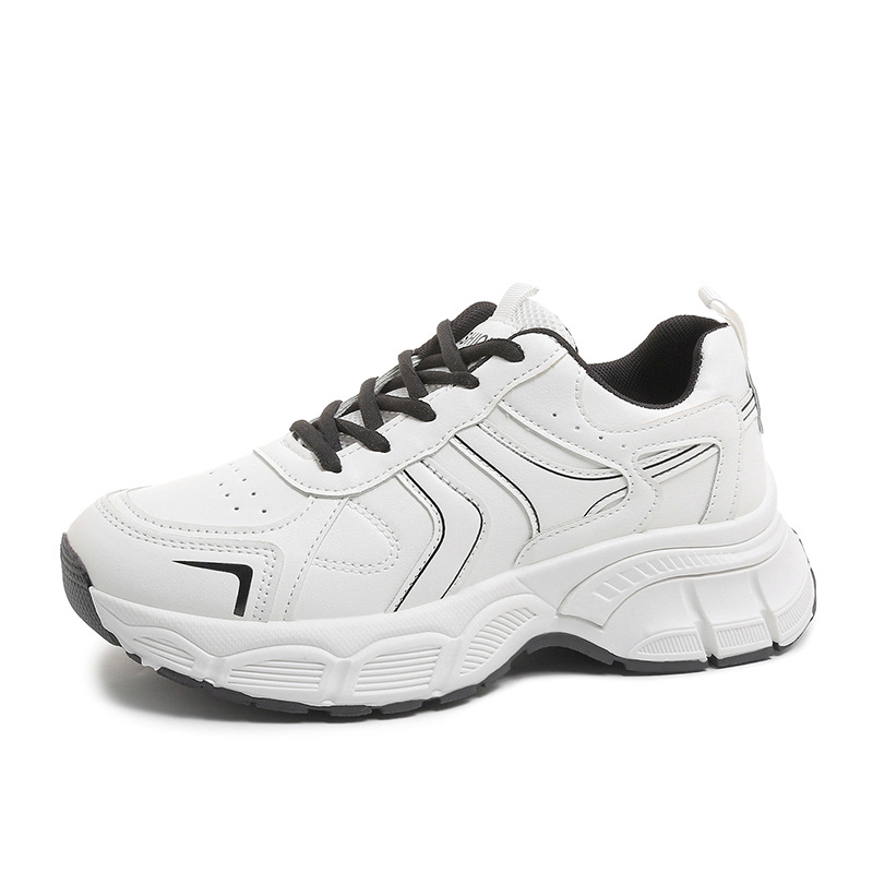 Női dad shoes sportcipő, vastag platformtalp, magas szárú PU felsőrész, fűzőzárás, lélegző mesh belső, EVA talp