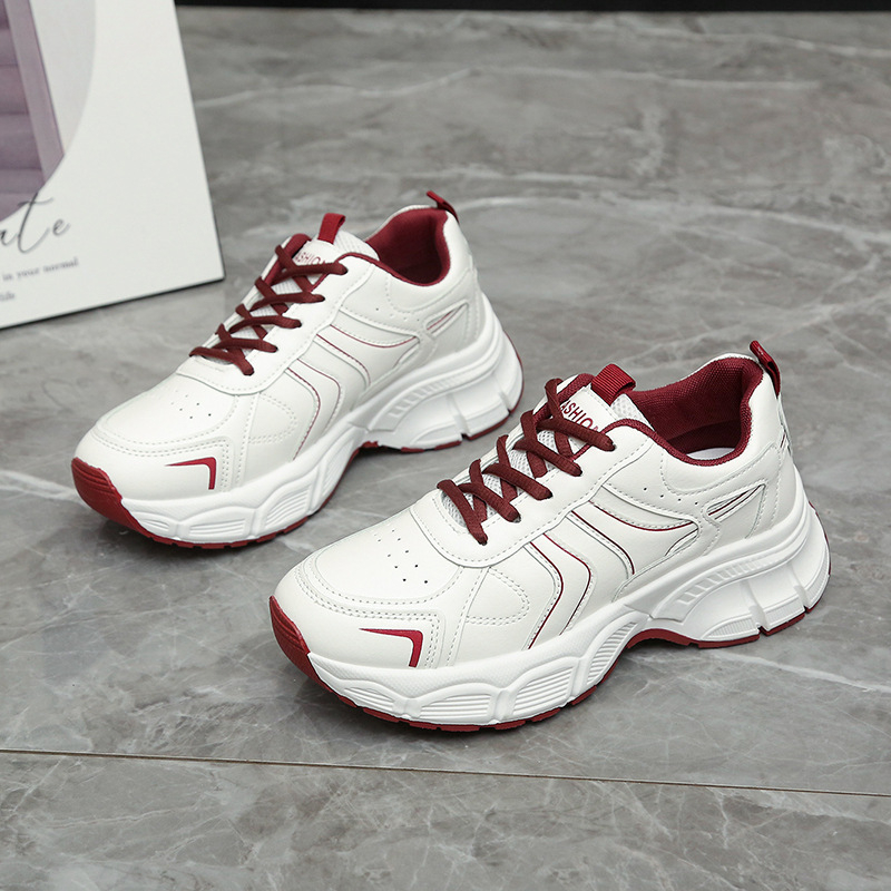 Női dad shoes sportcipő, vastag platformtalp, magas szárú PU felsőrész, fűzőzárás, lélegző mesh belső, EVA talp