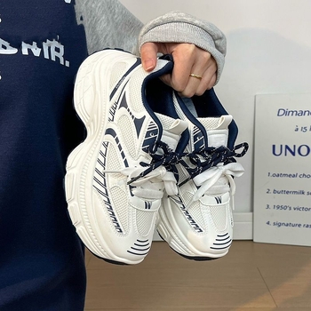 Обувки тип 'dad shoes' с дебела подметка - корейски модел, PU+мрежеста горна част, 3–5 см височина на тока, шнуровка, EVA стелка, инжекционно формована подметка