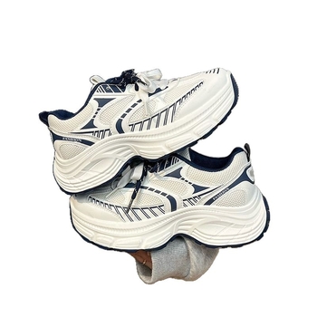 Γυναικείες παπούτσια τύπου dad shoes με φαρδιά σόλα - Κορεατικό μοντέλο, επάνω μέρος PU+πλέγμα, 3-5 cm ύψος τακουνιού, με κορδόνια, EVA πάτος, σόλα από έγχυση