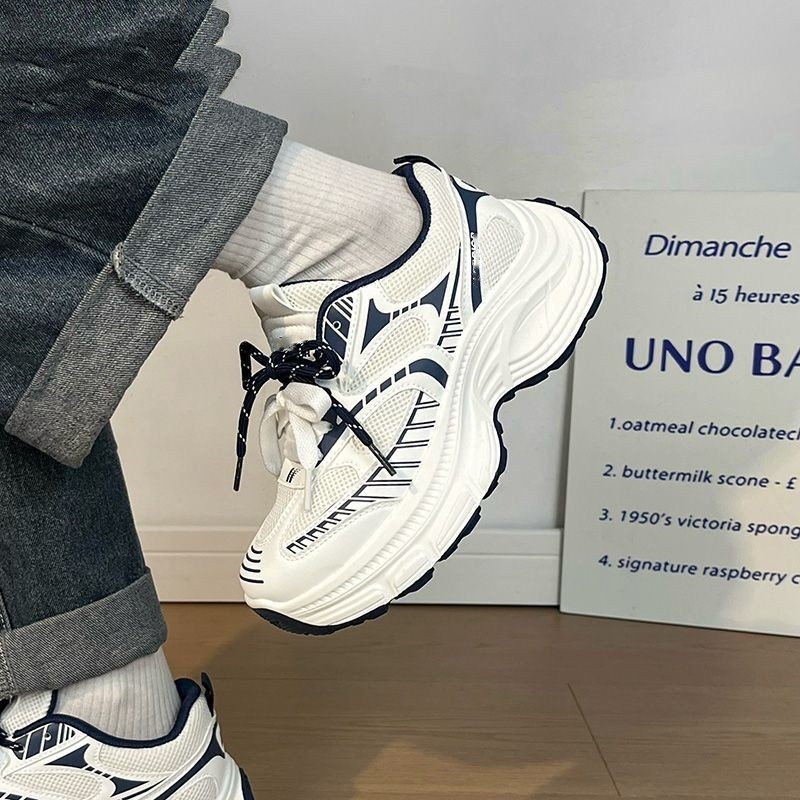 Обувки тип 'dad shoes' с дебела подметка - корейски модел, PU+мрежеста горна част, 3–5 см височина на тока, шнуровка, EVA стелка, инжекционно формована подметка