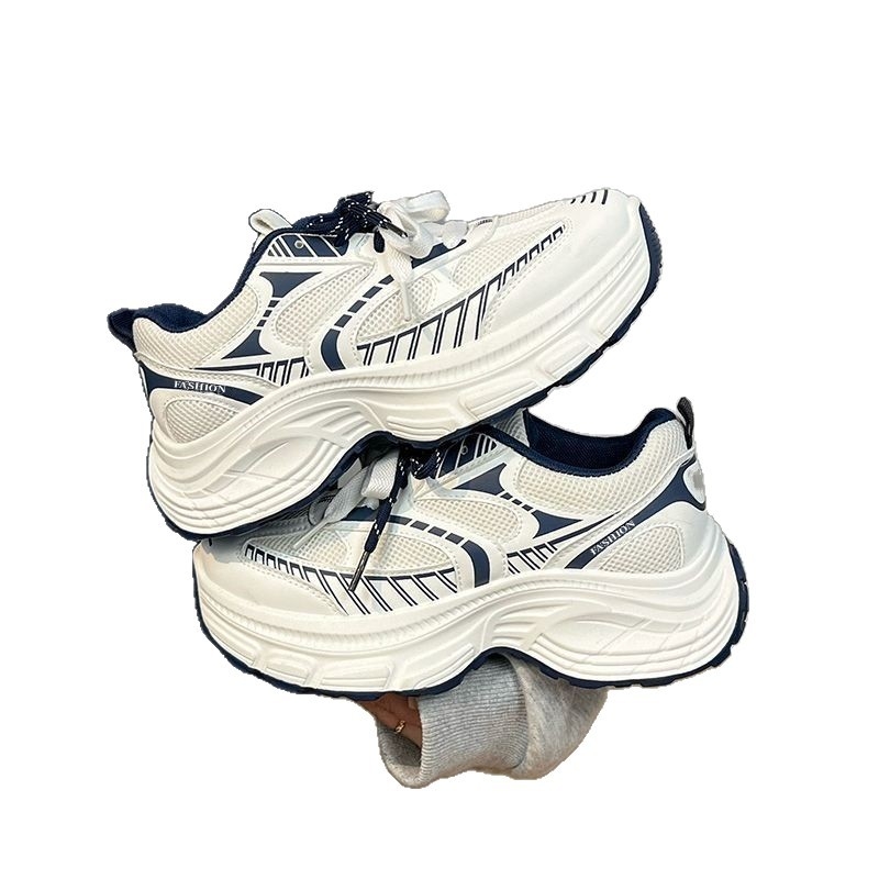 Обувки тип 'dad shoes' с дебела подметка - корейски модел, PU+мрежеста горна част, 3–5 см височина на тока, шнуровка, EVA стелка, инжекционно формована подметка