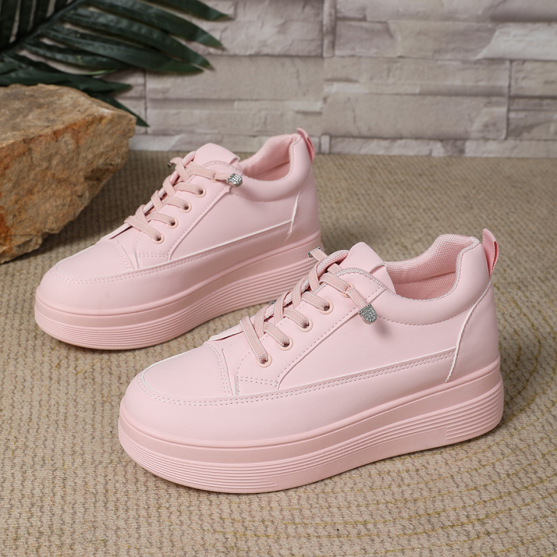 Sieviešu ikdienas tenisa kurpes ar PU augšdaļu, gumijas zole, slip-on, apaļa purns