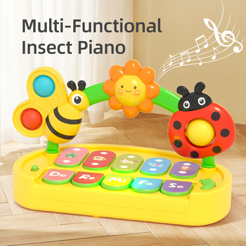 Jucărie muzicală interactivă cu pian, lumini, pentru bebeluși, 0–3 ani, model HLX218A, plastic