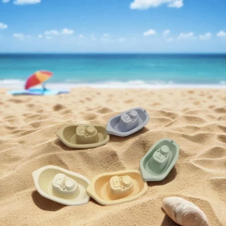 Παιχνίδι μπάνιου και παραλίας για μωρά: Πλοίο για στοίβαξη, πλαστικό, για ηλικίες 0–2 ετών, διχτυωτή τσάντα, μοντέλο 617-58