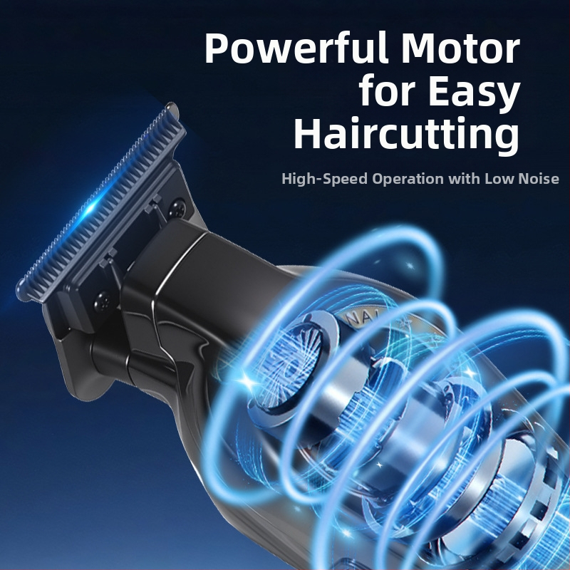 Kadernícky elektrický strojček s digitálnym displejom, vstavaná batéria 1000–1200 mAh, odpojiteľná a umývateľná hlava čepele, nerezová oceľ, kefový motor