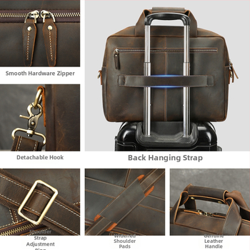 Делов портфейл от естествена кожа, модел 5117, висококачествена телешка кожа (Top Grain), подплата полиестер-памук, стил: делово пътуване