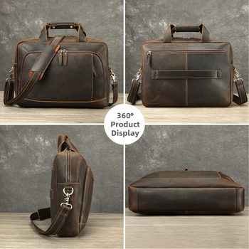 Делов портфейл от естествена кожа, модел 5117, висококачествена телешка кожа (Top Grain), подплата полиестер-памук, стил: делово пътуване