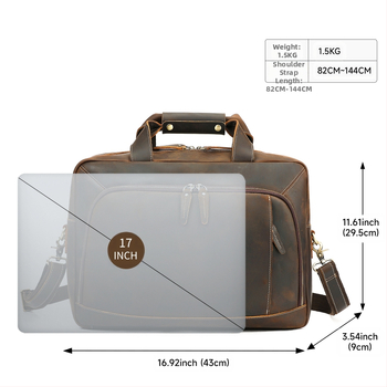 Делов портфейл от естествена кожа, модел 5117, висококачествена телешка кожа (Top Grain), подплата полиестер-памук, стил: делово пътуване