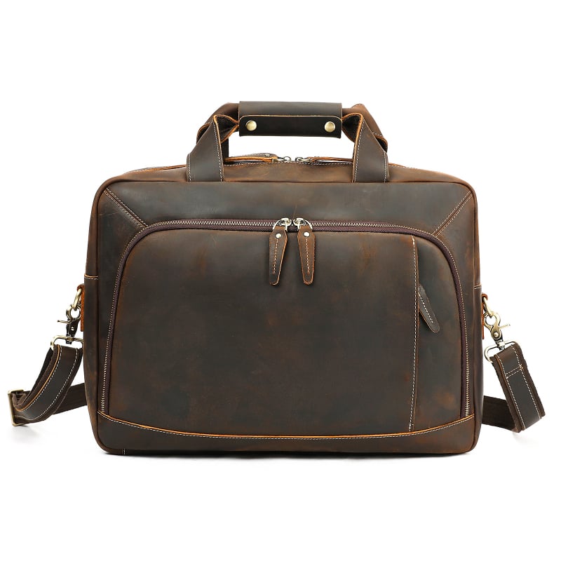 Valódi bőrből készült üzleti aktatáska, modell 5117, felső réteg borjúbőr (Top Grain), poliészter-pamut bélés, stílus: üzleti utazás (Model 5117; Top Grain; Polyester-Cotton Lining)