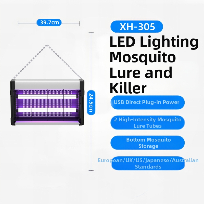 Zidna komercijalna lampica za ubijanje komaraca — Model XH-305; UV svjetlo; Privlačenje svjetlom valova; Pogodno za prostorije do 20 m²; Kućište PP