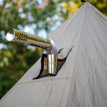 Σετ σωλήνων καπνού για φούρνο κατασκήνωσης από ανοξείδωτο ατσάλι, 8 τμήματα με καμπύλη κεφαλή – ανθεκτικό στον άνεμο, αδιάβροχο, προστασία από σπινθήρες