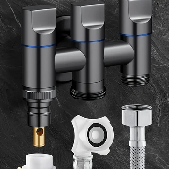 Egy bemenet, három kimenetű csaptelep — multifunkcionális, rozsdamentes acélból, mosógéphez és mop mosdóhoz