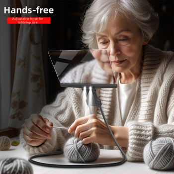 Lasīšanas lupu kakla karāšanai vecākiem ar HD LED gaismu, pilnas lapas lupas izmērs, 3 vienā: kaklā/rokā/uz galda
