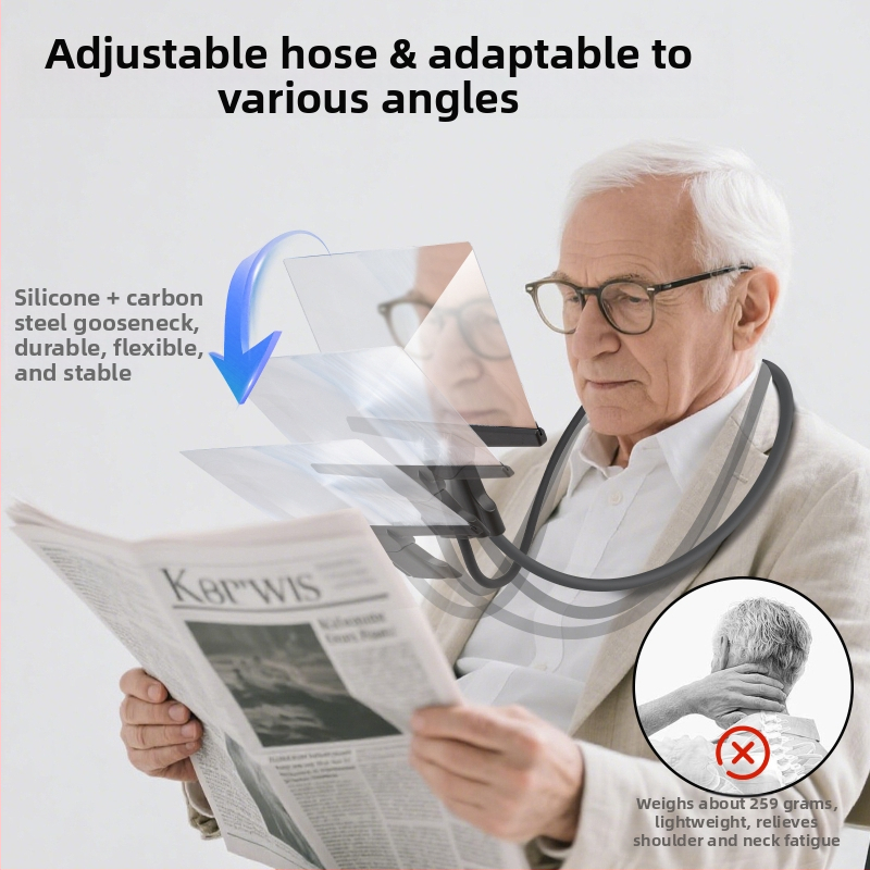 Lupa na čítanie na krk pre seniorov s HD LED osvetlením, lupa na celú stránku, 3 v 1: na krk / v ruke / na stole