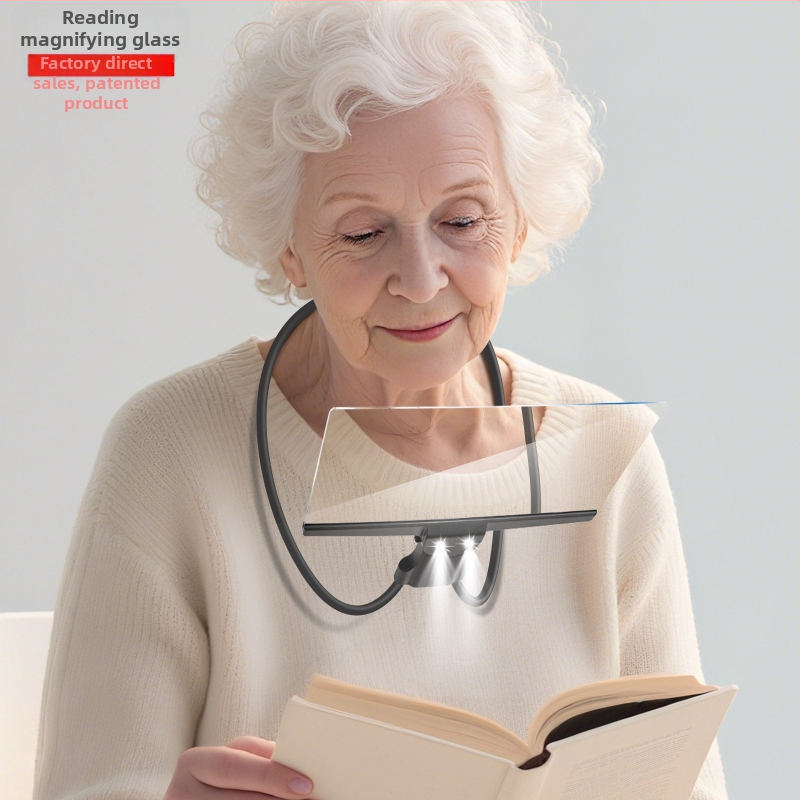 Lasīšanas lupu kakla karāšanai vecākiem ar HD LED gaismu, pilnas lapas lupas izmērs, 3 vienā: kaklā/rokā/uz galda
