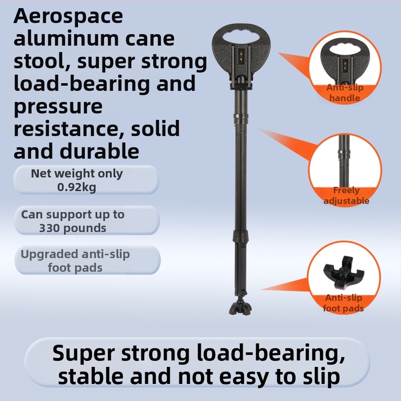 Băț de drumeție cu șezut - Multifuncțional, pentru exterior, ușor; Material: PP ecologic + aluminiu + pernă PU; Greutate: 920 g; Model: Generația a Treia; Brand: HST