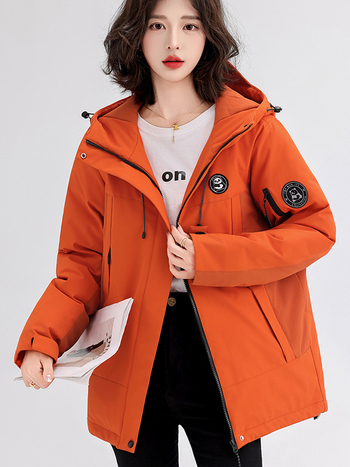 Γυναικείο παλτό από πολυεστέρα με κουκούλα, χοντρή επένδυση, μεσαίο‑μακρύ μήκος, φερμουάρ