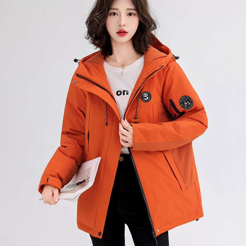 Ženski zimski kaput od poliestera s kapuljom, debela podstava, srednja duljina, zatvarač