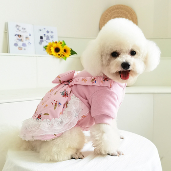 CQ833 χειμερινό φόρεμα για σκύλους με γέμισμα από βαμβάκι, φιόγκος, διπλού στρώματος quilted ύφασμα, χαλαρό στυλ