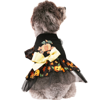 Κουτάβι Halloween Κουστούμι — Φόρεμα Μάγισσας με Θέμα Κολοκύθας, Πολυεστέρας-Βαμβάκι, Ευρωπαϊκό και Αμερικανικό Στυλ, Κωδικός PET-DMGD464, για Θηλυκά