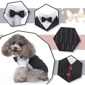 Γιλέκο σκύλου για γάμο – επίσημο γιλέκο με αποσπώμενο παπιγιόν, λαιμό και μπαντάνα, πολυεστέρας, στυλ British, κωδικός 6802LF