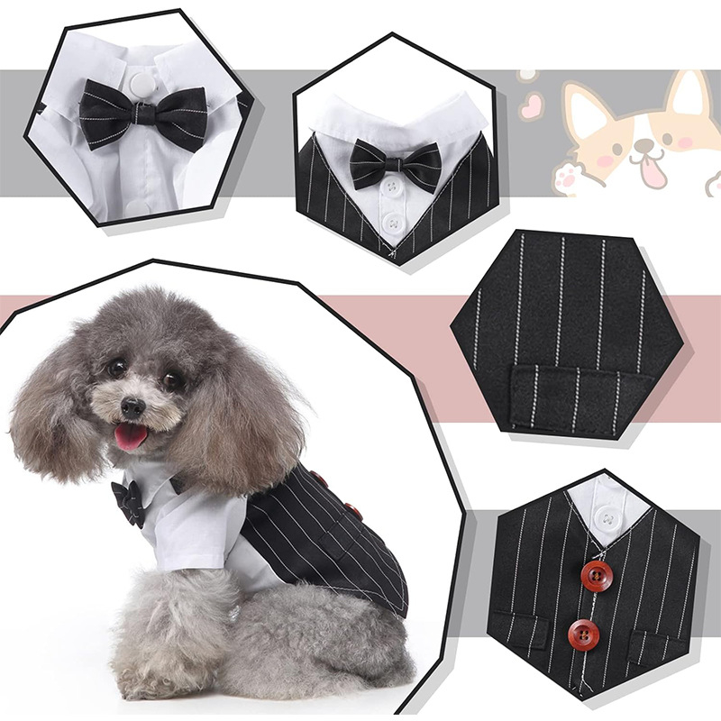 Suņu kāzu veste – formāla veste ar noņemamu kaklasaite, apkakli un bandanu, poliesters, britu stils, preces kods 6802LF