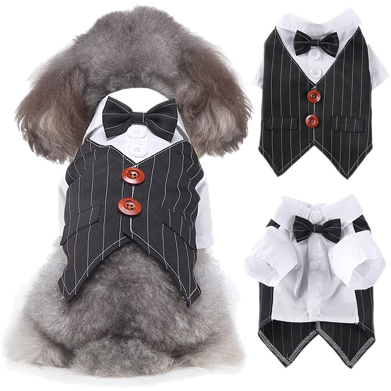 Suņu kāzu veste – formāla veste ar noņemamu kaklasaite, apkakli un bandanu, poliesters, britu stils, preces kods 6802LF
