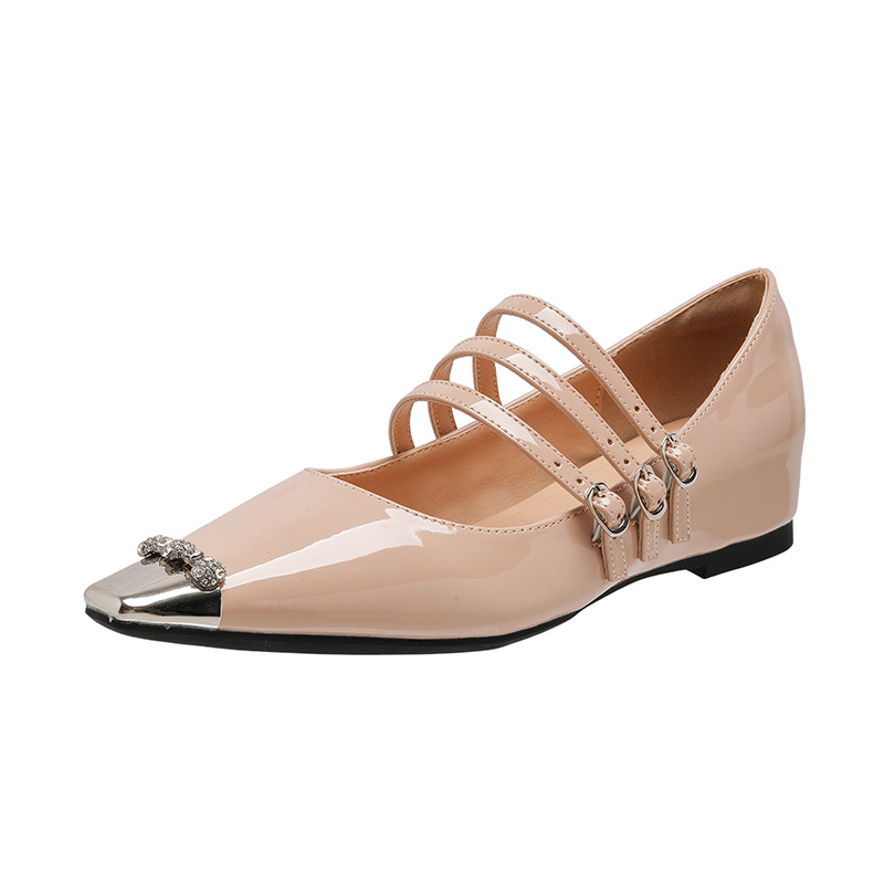 Sieviešu Mary Jane kurpes ar asu purnu, mikrošķiedras virsma, 3–5 cm pacēlāja papēdis, korejiešu stils