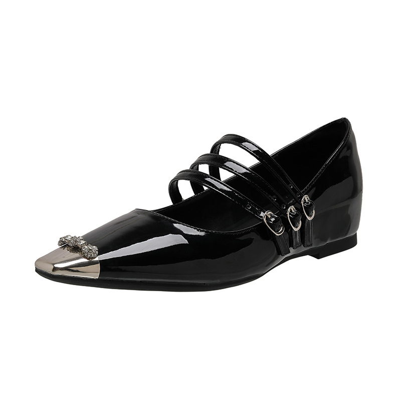 Sieviešu Mary Jane kurpes ar asu purnu, mikrošķiedras virsma, 3–5 cm pacēlāja papēdis, korejiešu stils