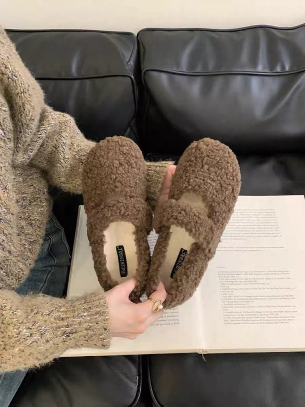 Sieviešu Mary Jane kokvilnas kurpes — nubuk augšdaļa, apaļa purngala, zems papēdis, rudens ikdienas stils