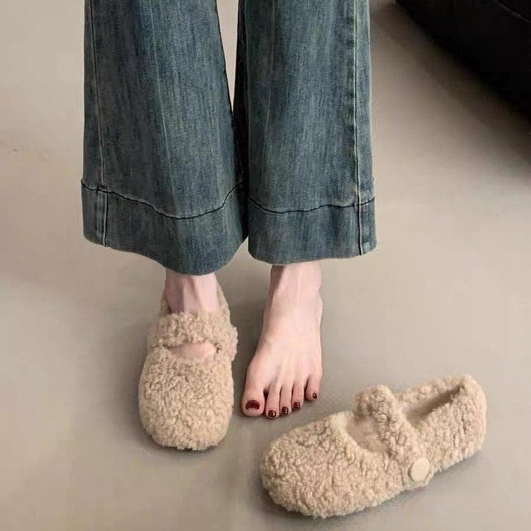 Sieviešu Mary Jane kokvilnas kurpes — nubuk augšdaļa, apaļa purngala, zems papēdis, rudens ikdienas stils