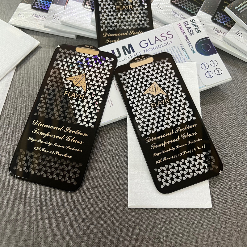 Diamond-Cut izturīgs stikla ekrāna aizsargs iPhone 14 Pro Max – pilns ekrāns ar izliektām malām, anti-fingerprint, anti-staic, HD skaidrība