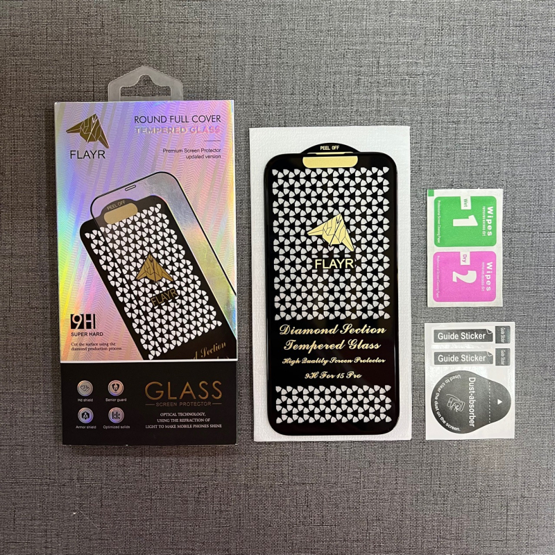 Diamond-Cut izturīgs stikla ekrāna aizsargs iPhone 14 Pro Max – pilns ekrāns ar izliektām malām, anti-fingerprint, anti-staic, HD skaidrība