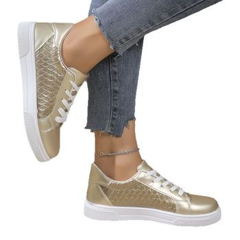 Γυναικεία casual παπούτσια με κορδόνια, PU επάνω, στρογγυλή μύτη, καουτσούκ σόλα, χαμηλό τακούνι 1–3 εκ