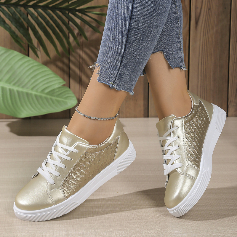 Дамски лоуфъри с връзки за ежедневието, PU горна част, кръгъл нос, гумена подметка, нисък ток 1–3 см