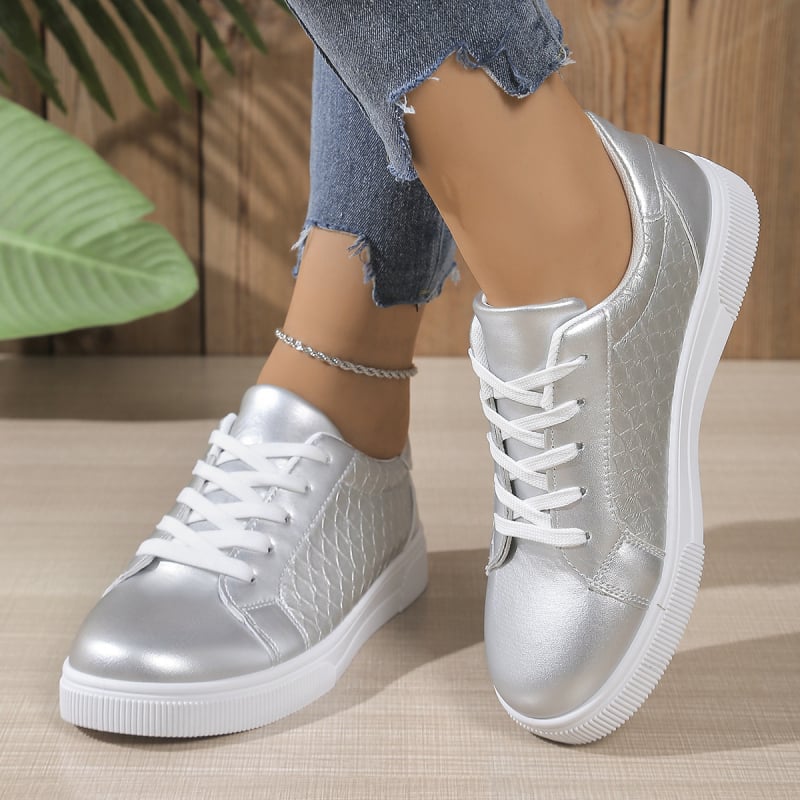 Дамски лоуфъри с връзки за ежедневието, PU горна част, кръгъл нос, гумена подметка, нисък ток 1–3 см