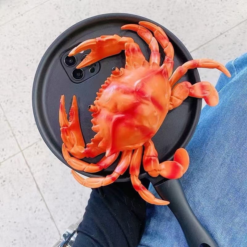 Fulisi Θήκη TPU για Apple iPhone 13–16 Pro Max — Θερμοπλαστικό, Αντιπτώσεις Πτώσεων, Δημιουργικός Σχεδιασμός με Τηγάνι και Τριχωτό Καβούρι