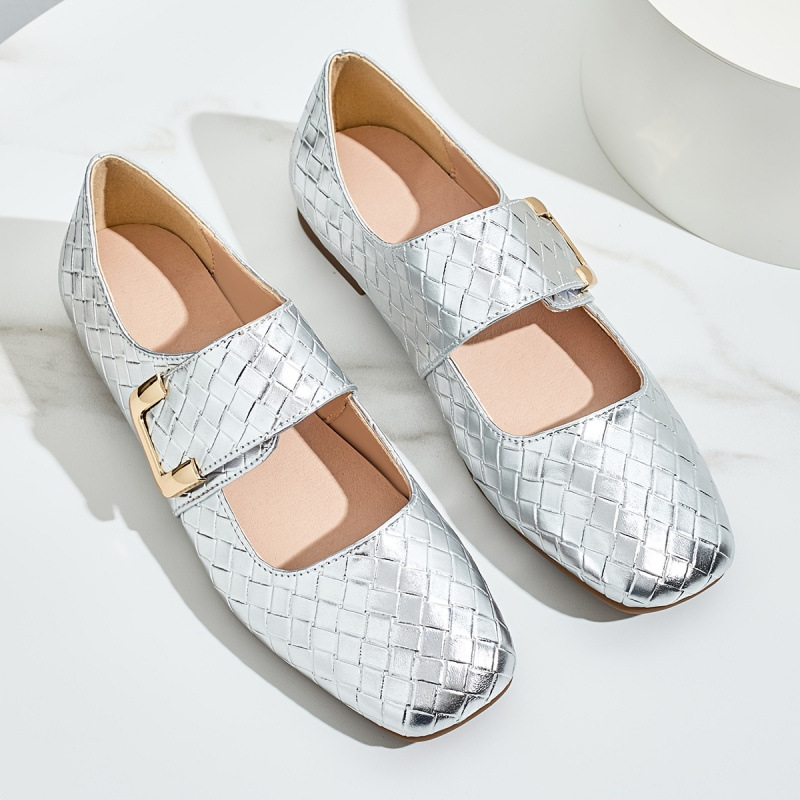 Γυναικείες δερμάτινες μπαλαρίνες με δάχτυλο σε σχήμα ψαριού, μοτίβο κρανίου, επάνω μέρος από δέρμα μαλακό, χωρίς επένδυση, με μεσαίο άνοιγμα