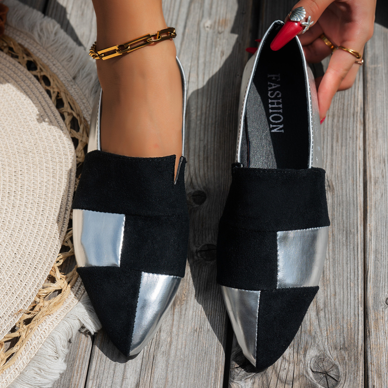 Sieviešu PU plakanas kurpes ar apaļu purnu, ikdienas ērtas slip-on kurpes ar zemu papēdi 1–3 cm