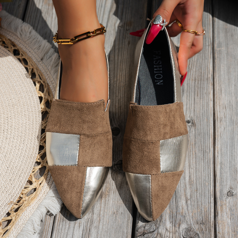 Sieviešu PU plakanas kurpes ar apaļu purnu, ikdienas ērtas slip-on kurpes ar zemu papēdi 1–3 cm