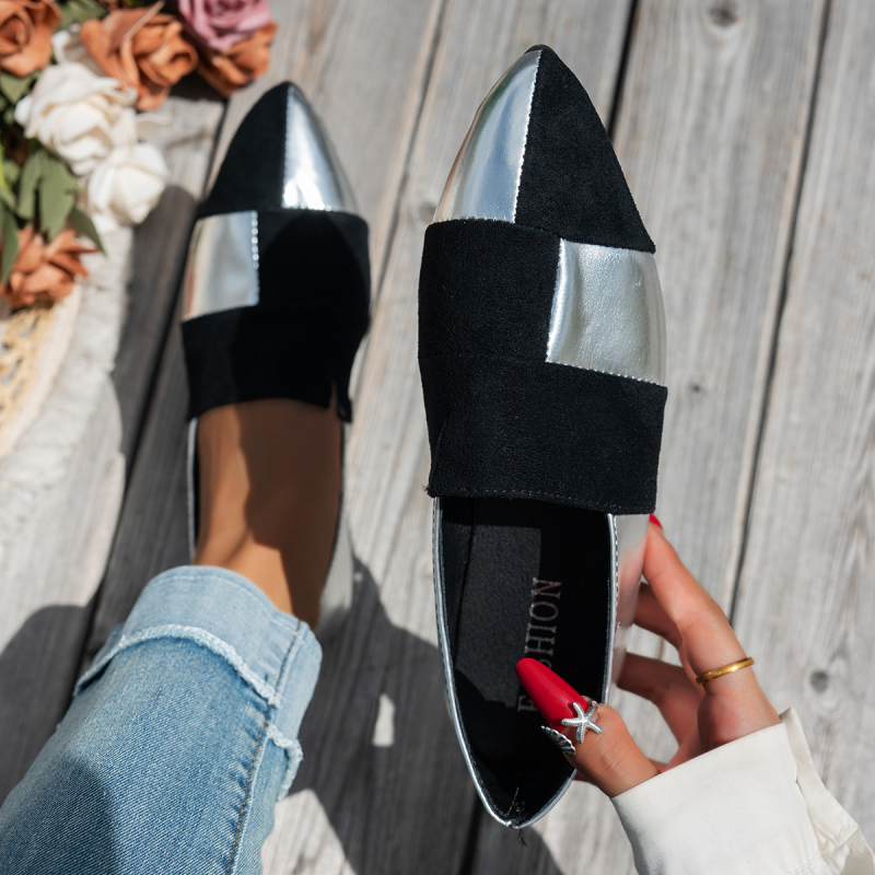 Sieviešu PU plakanas kurpes ar apaļu purnu, ikdienas ērtas slip-on kurpes ar zemu papēdi 1–3 cm