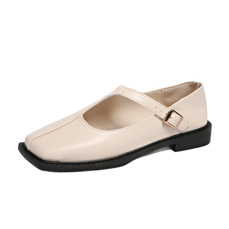 Pantofi Mary Jane pentru femei - vârf pătrat, PU partea superioară, curea T-bar, toc mic
