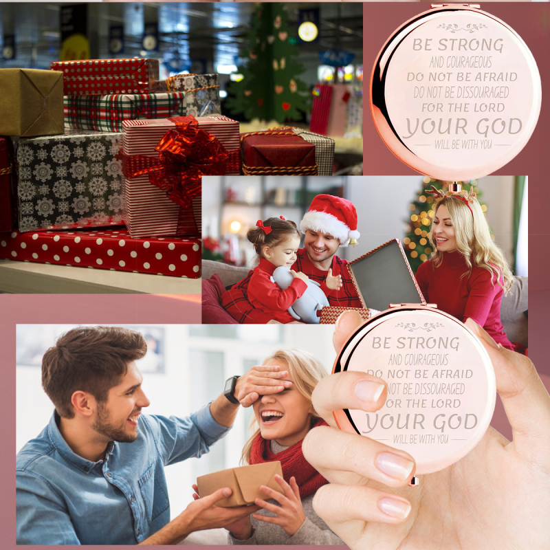 Αναδιπλούμενος καθρέφτης μακιγιάζ με μεταλλικό πλαίσιο, στρογγυλός και συμπαγής, μάρκα Cow's, εκτύπωση λογοτύπου και δυνατότητα προσαρμογής