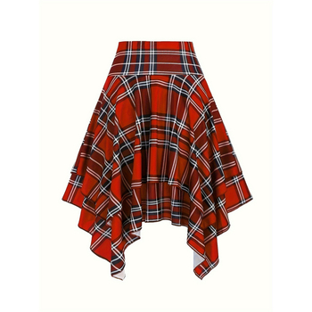 Φούστα με ψηλή μέση, καρό σχέδιο, ακανόνιστος τελείωμα; ελαστική ζώνη μέσης; ύφασμα: 100% πολυεστέρας με LYCRA; επένδυση fleece