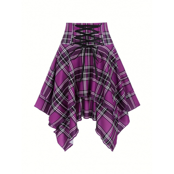 Φούστα με ψηλή μέση, καρό σχέδιο, ακανόνιστος τελείωμα; ελαστική ζώνη μέσης; ύφασμα: 100% πολυεστέρας με LYCRA; επένδυση fleece