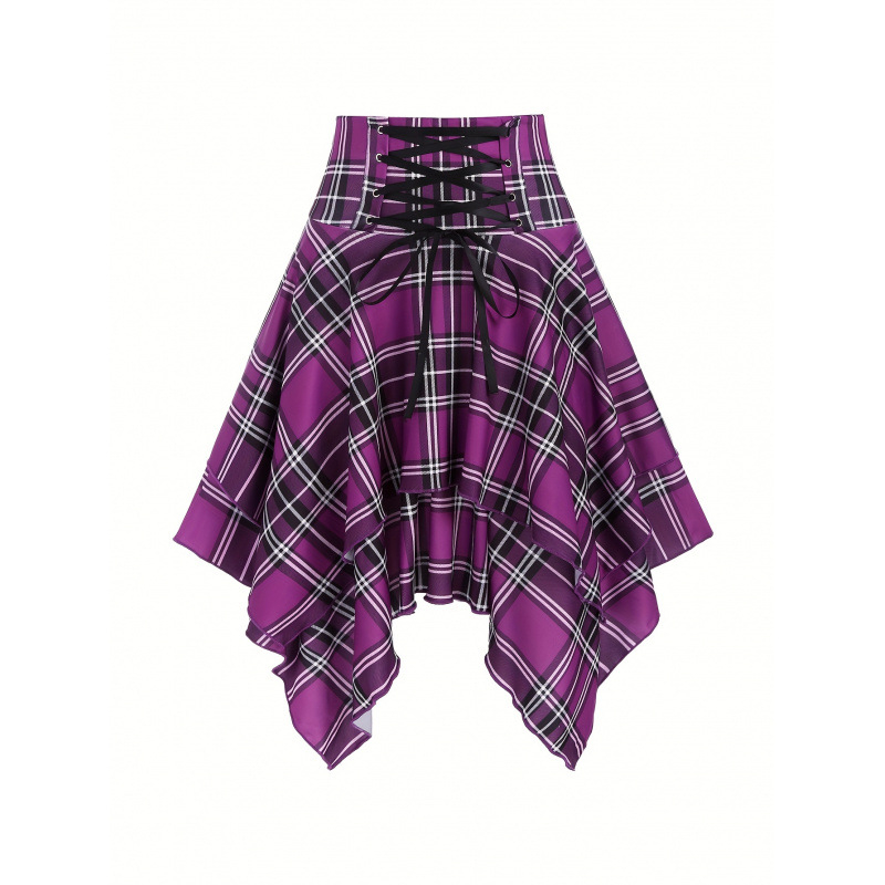 Φούστα με ψηλή μέση, καρό σχέδιο, ακανόνιστος τελείωμα; ελαστική ζώνη μέσης; ύφασμα: 100% πολυεστέρας με LYCRA; επένδυση fleece